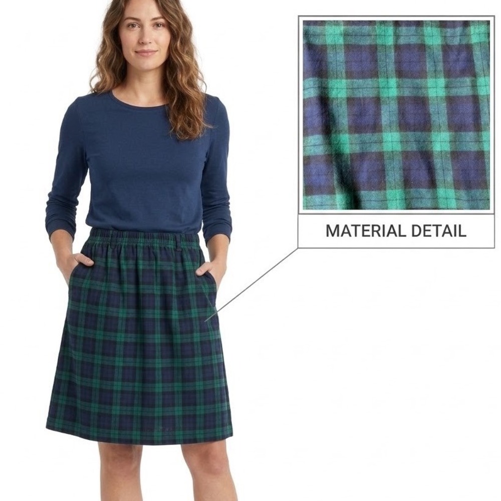 Orvis Vintage Plaid Flannel Skirt Black Watch Made in USA 18 Heritage Preppy